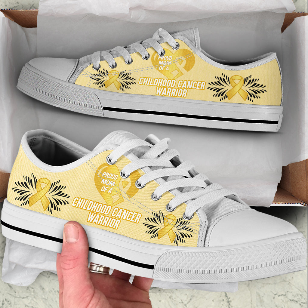 Proud Mom Of Childhood Cancer Warrior Low Top Shoes Best Gift For Men And Women 1 Proud Mom Of Childhood Cancer Warrior Low Top Shoes Best Gift For Men And Women 1