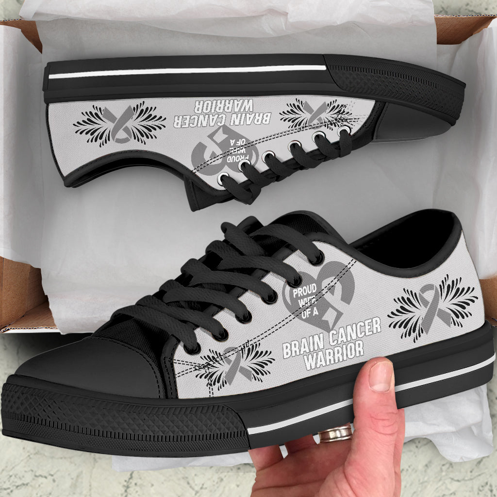Proud Wife Of Brain Cancer Warrior Low Top Shoes Best Gift For Men And Women Sneaker For Walking 2