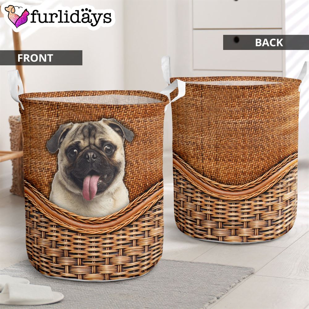 Pug Rattan Texture Laundry Basket Dog Laundry Basket Christmas Gift For Her Home Decor 1 Pug Rattan Texture Laundry Basket Dog Laundry Basket Christmas Gift For Her Home Decor 1