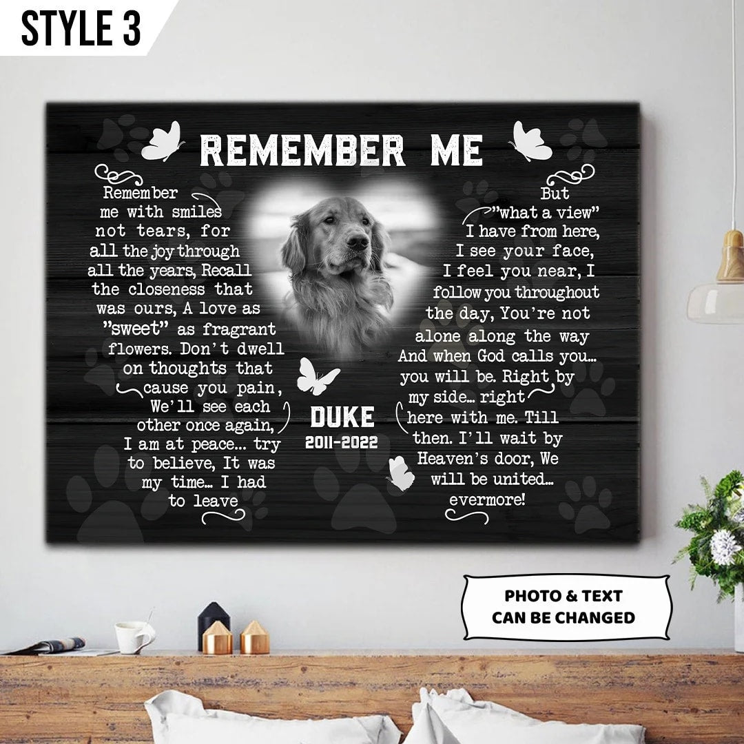 Remember Me With Smiles Not Tears Dog Art On Canvas Printable Horizontal Canvas Poster Dog Lovers Gifts for Him or Her 1 Remember Me With Smiles Not Tears Dog Art On Canvas Printable Horizontal Canvas Poster Dog Lovers Gifts for Him or Her 1