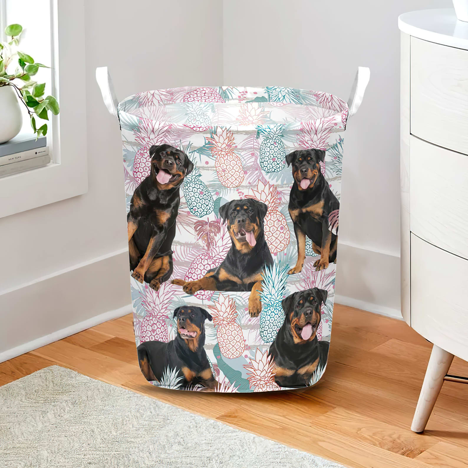 Rottweiler In Summer Tropical With Leaf Seamless Laundry Basket Laundry Hamper Dog Lovers Gifts for Him or Her 2 Rottweiler In Summer Tropical With Leaf Seamless Laundry Basket Laundry Hamper Dog Lovers Gifts for Him or Her 2