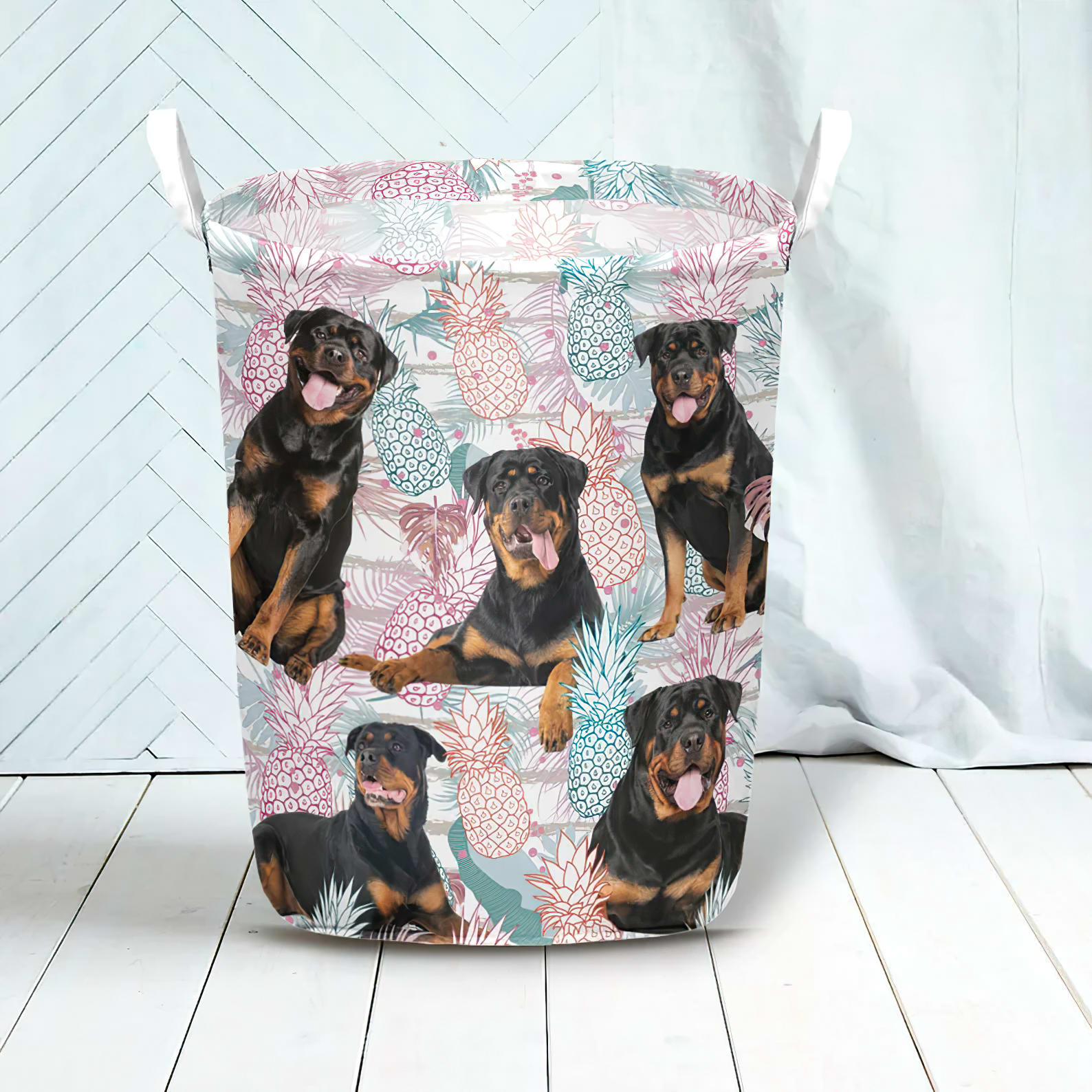 Rottweiler In Summer Tropical With Leaf Seamless Laundry Basket Laundry Hamper Dog Lovers Gifts for Him or Her 3 Rottweiler In Summer Tropical With Leaf Seamless Laundry Basket Laundry Hamper Dog Lovers Gifts for Him or Her 3