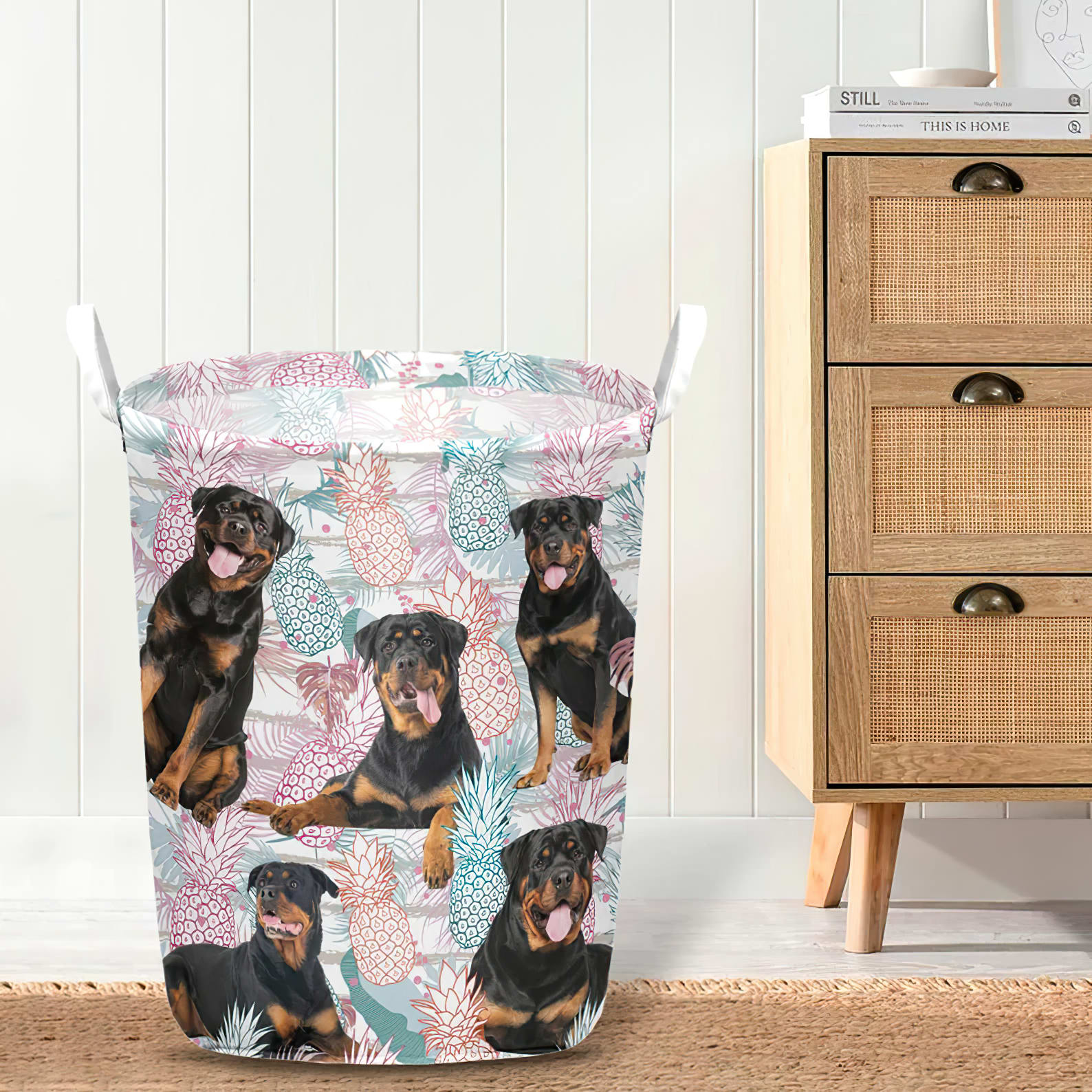 Rottweiler In Summer Tropical With Leaf Seamless Laundry Basket Laundry Hamper Dog Lovers Gifts for Him or Her 4 Rottweiler In Summer Tropical With Leaf Seamless Laundry Basket Laundry Hamper Dog Lovers Gifts for Him or Her 4