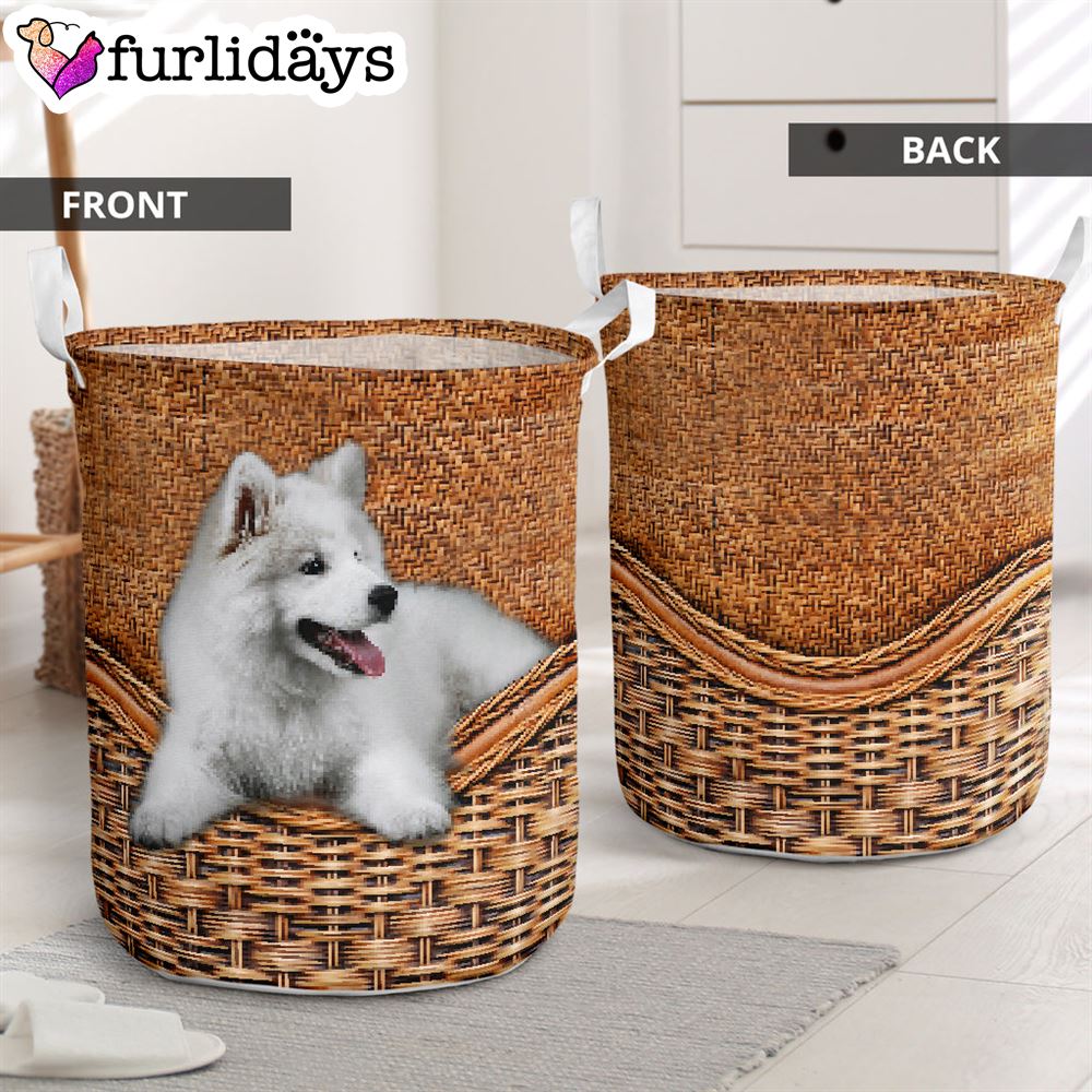 Samoyed Rattan Texture Laundry Basket Laundry Hamper Dog Lovers Gifts for Him or Her 1 Samoyed Rattan Texture Laundry Basket Laundry Hamper Dog Lovers Gifts for Him or Her 1
