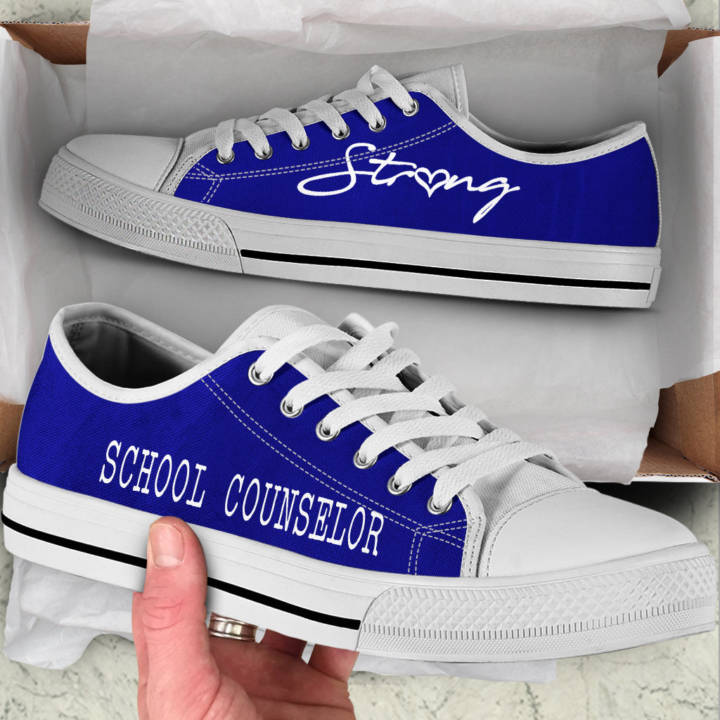 School Counselor Strong All Navy Low Top Shoes Best Gift For Teacher School Shoes Best Shoes For Him Or Her 1