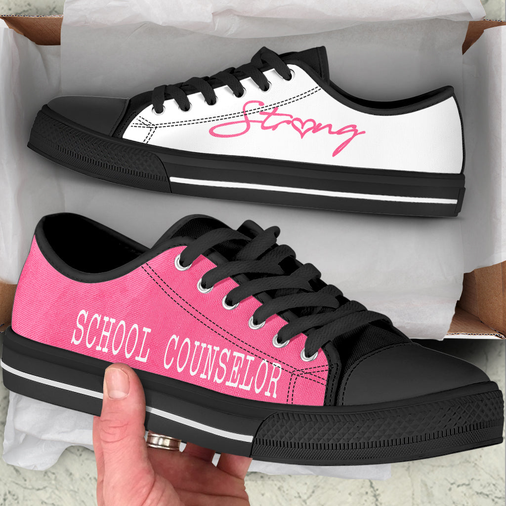 School Counselor Strong Pink White Low Top Shoes Best Gift For Teacher School Shoes Best Shoes For Him Or Her 2