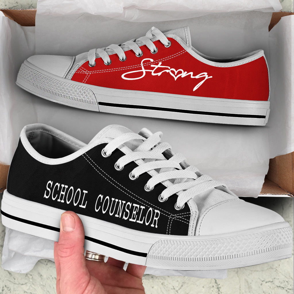 School Counselor Strong Red Black Low Top Shoes Best Gift For Teacher School Shoes Best Shoes For Him Or Her 1