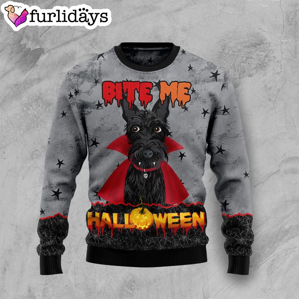 Scottish Terrier Bite Me Halloween Sweater Dog Memorial Gift Christmas Outfits Gift 1 Scottish Terrier Bite Me Halloween Sweater Dog Memorial Gift Christmas Outfits Gift 1