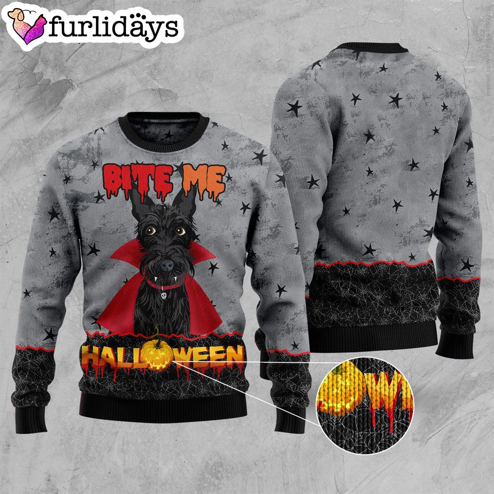 Scottish Terrier Bite Me Halloween Sweater Dog Memorial Gift Christmas Outfits Gift 3 Scottish Terrier Bite Me Halloween Sweater Dog Memorial Gift Christmas Outfits Gift 3