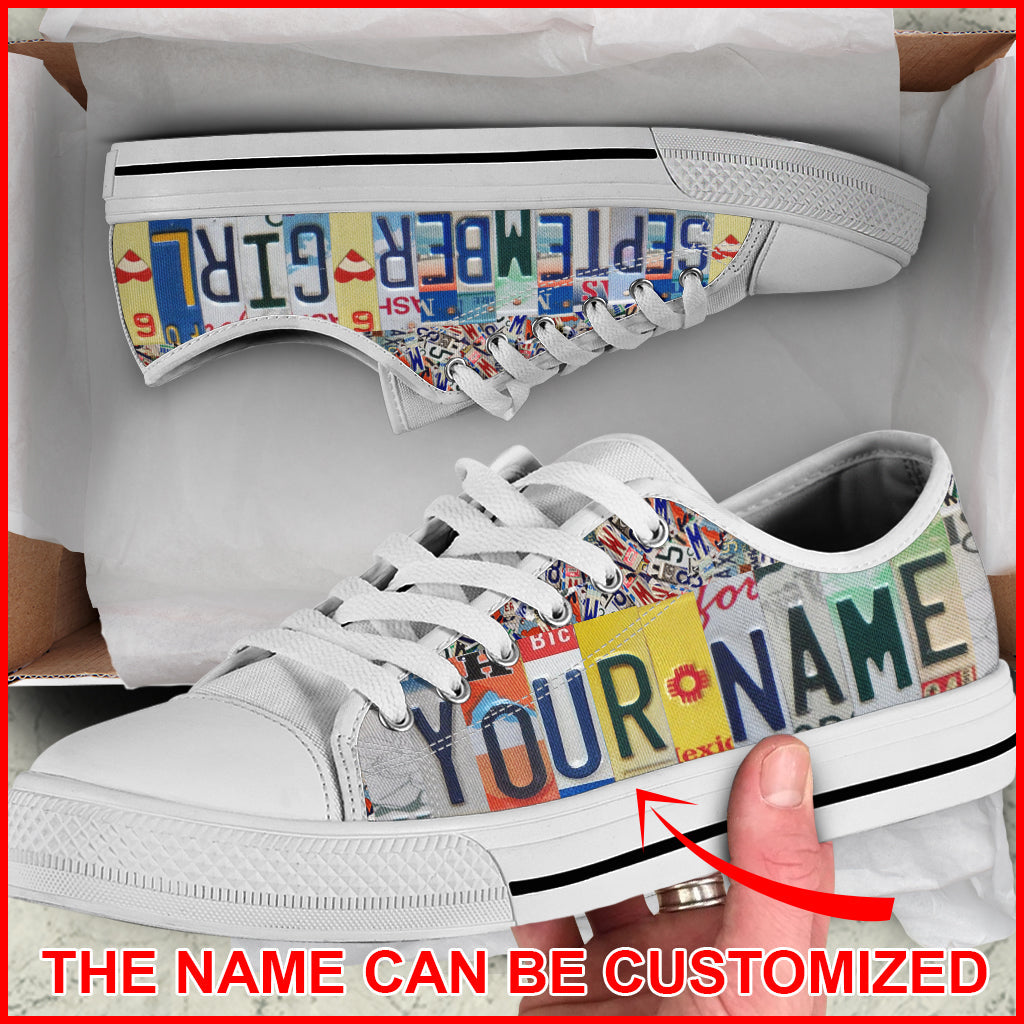 September Girl License Plates Custom Name Low Top Birthday Shoes Canvas Print Lowtop Casual Shoes Gift For Adults 1 September Girl License Plates Custom Name Low Top Birthday Shoes Canvas Print Lowtop Casual Shoes Gift For Adults 1