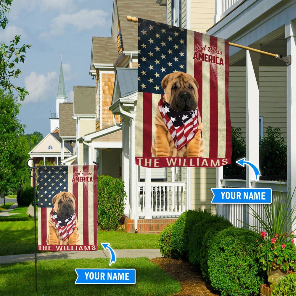 Shar Pei God Bless America Personalized Flag Custom Dog Flags Dog Lovers Gifts for Him or Her 1 Shar Pei God Bless America Personalized Flag Custom Dog Flags Dog Lovers Gifts for Him or Her 1