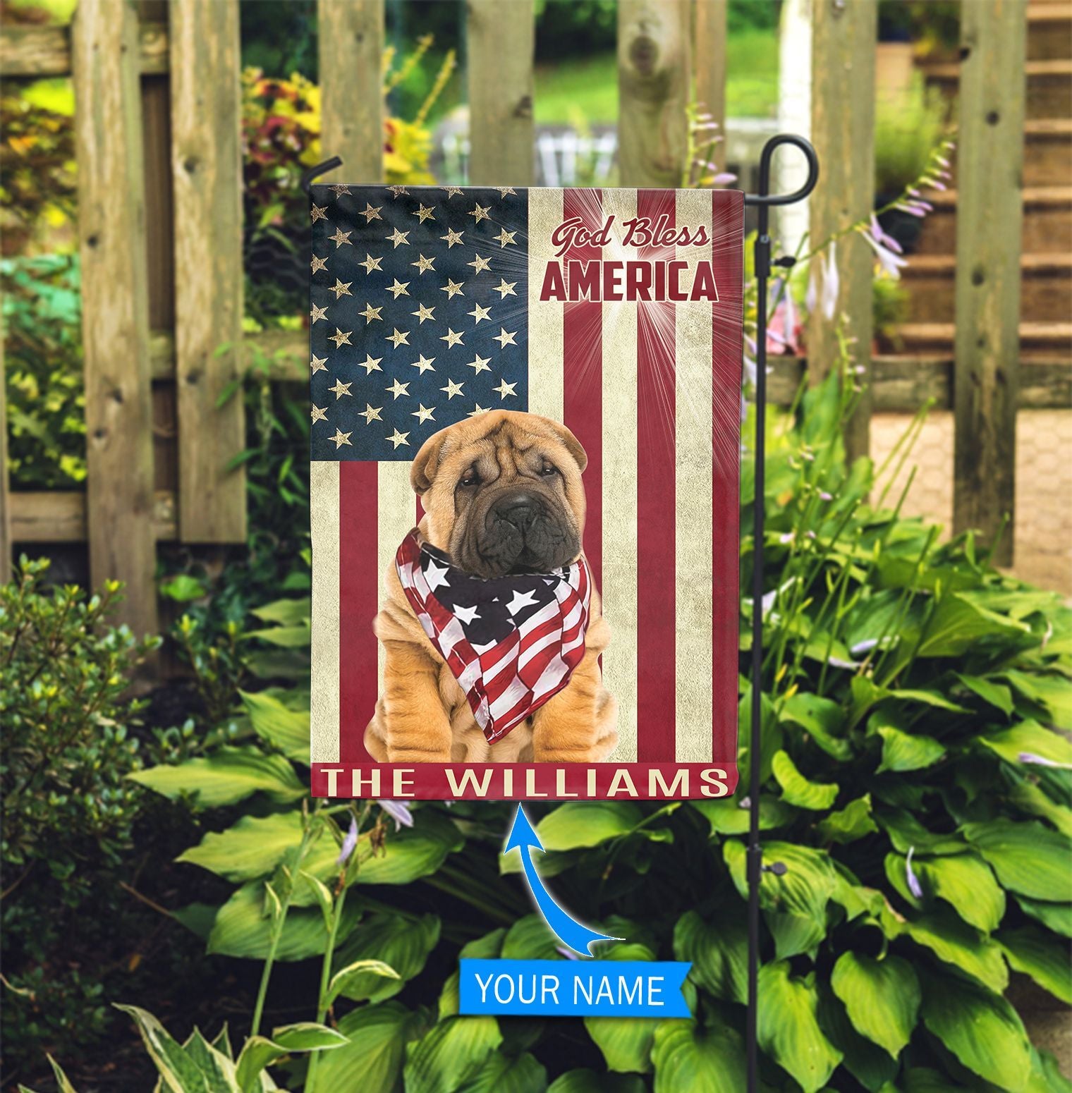 Shar Pei God Bless America Personalized Flag Custom Dog Flags Dog Lovers Gifts for Him or Her 2 Shar Pei God Bless America Personalized Flag Custom Dog Flags Dog Lovers Gifts for Him or Her 2
