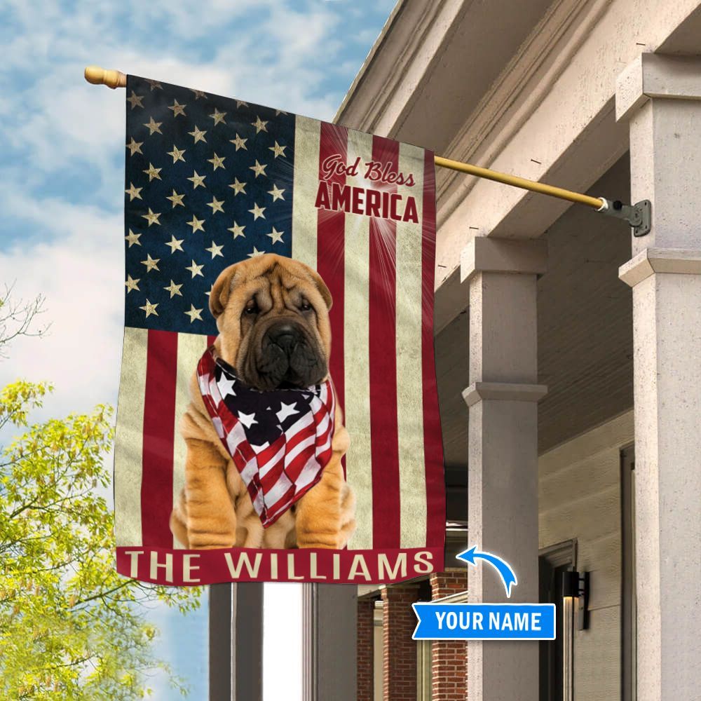 Shar Pei God Bless America Personalized Flag Custom Dog Flags Dog Lovers Gifts for Him or Her 3 Shar Pei God Bless America Personalized Flag Custom Dog Flags Dog Lovers Gifts for Him or Her 3