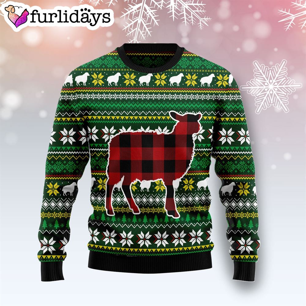 Sheep Red Plaid Ugly Christmas Sweater Gift For Pet Lovers Lover Xmas Sweater Gift 1