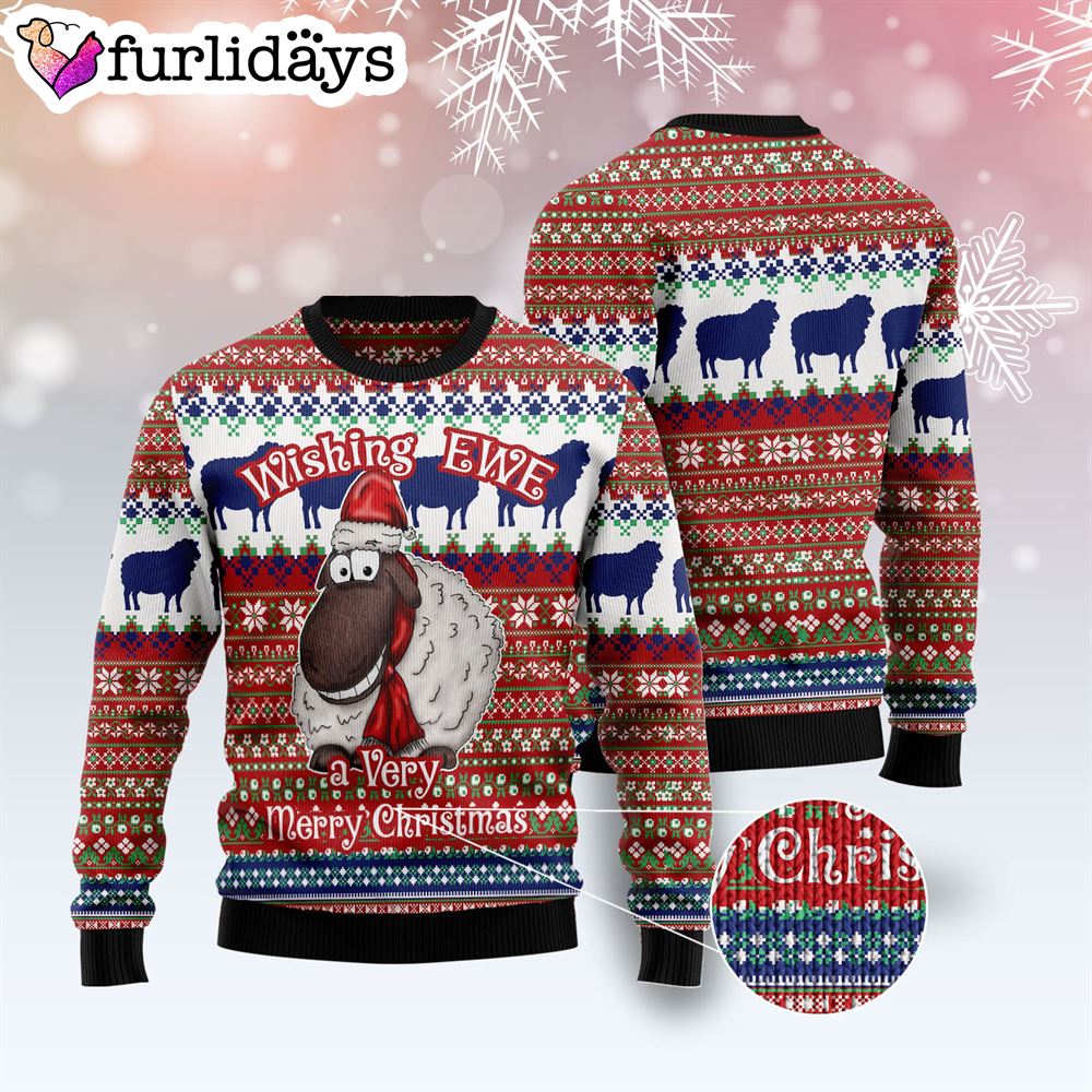 Sheep Wishing Ewe Ugly Christmas Sweater Gift For Pet Lovers Unisex Crewneck Sweater 3 Sheep Wishing Ewe Ugly Christmas Sweater Gift For Pet Lovers Unisex Crewneck Sweater 3