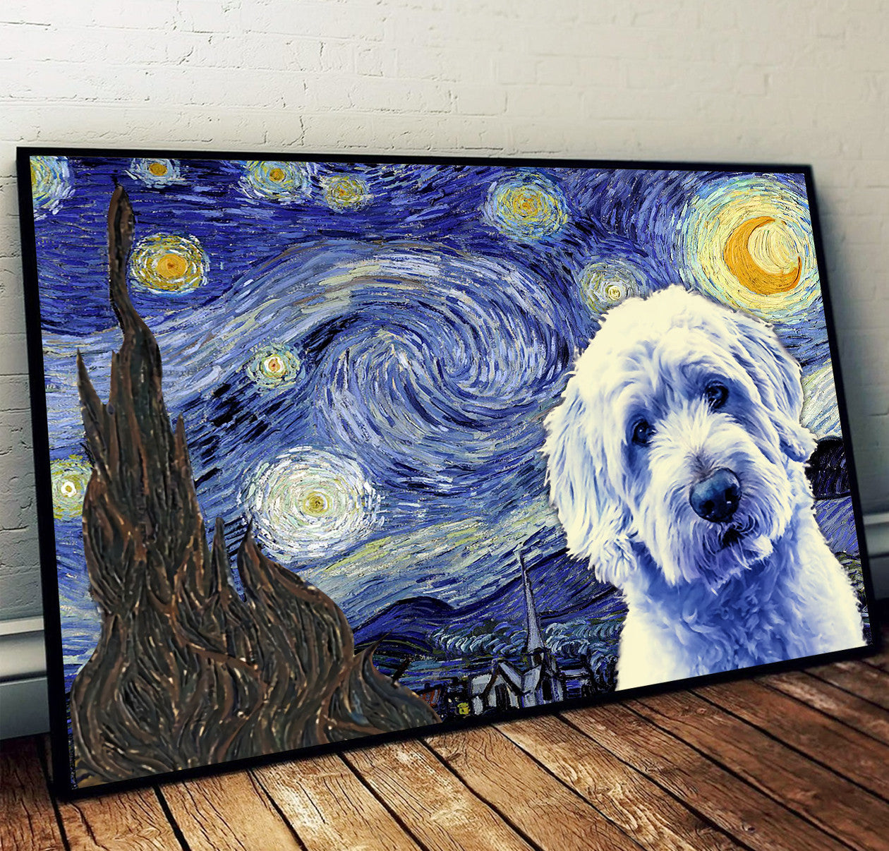 Shepadoodle Poster Matte Canvas Dog Wall Art Prints Painting On Canvas 1