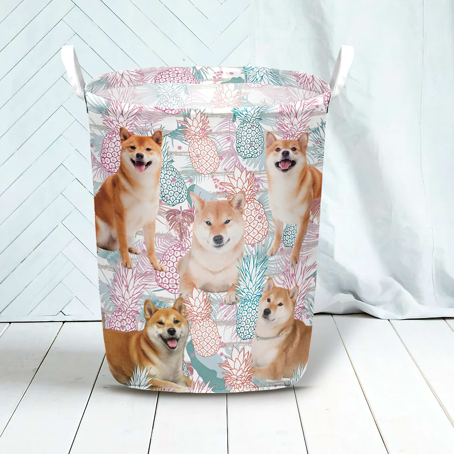 Shiba Inu In Summer Tropical With Leaf Seamless Laundry Basket Laundry Hamper Dog Lovers Gifts for Him or Her 3 Shiba Inu In Summer Tropical With Leaf Seamless Laundry Basket Laundry Hamper Dog Lovers Gifts for Him or Her 3