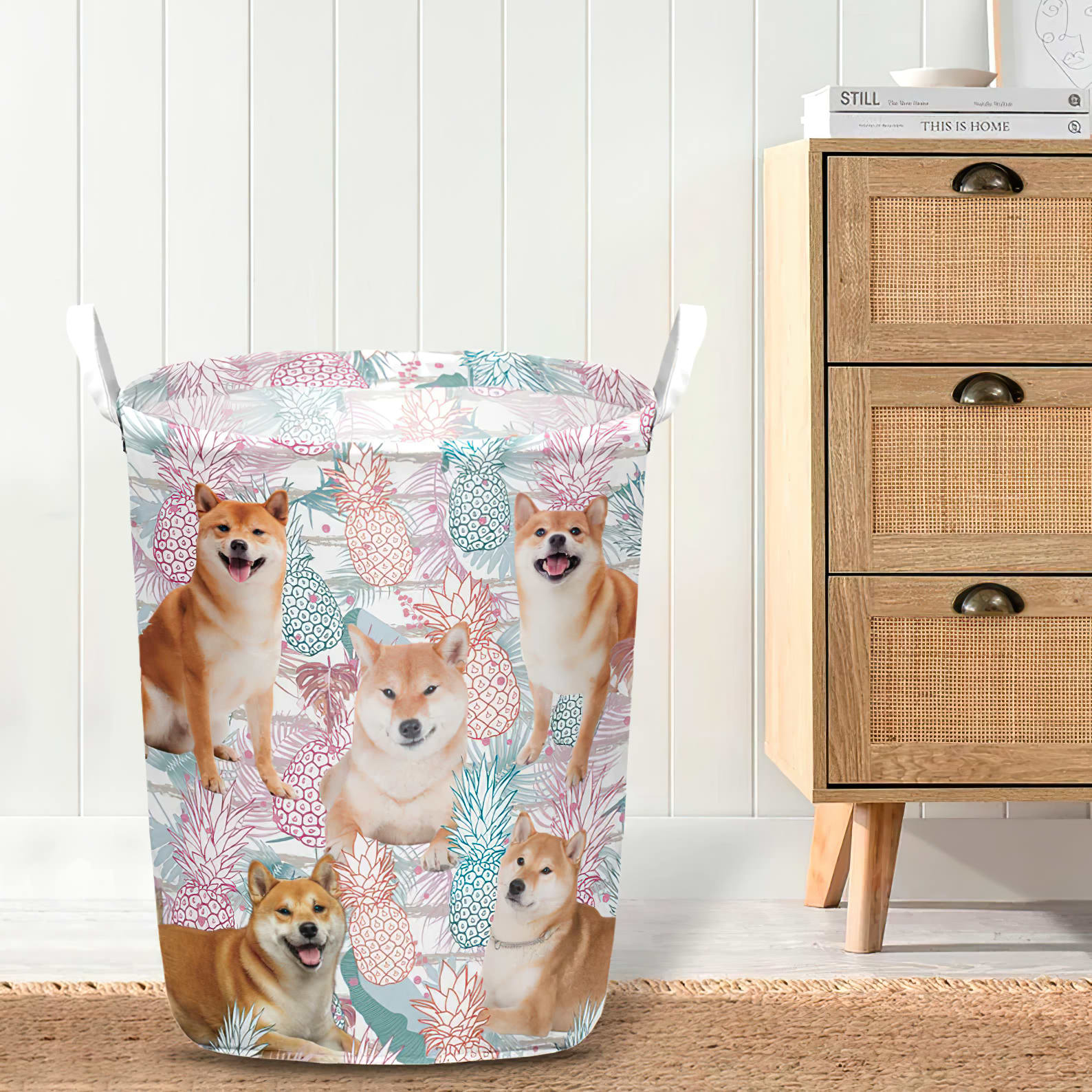 Shiba Inu In Summer Tropical With Leaf Seamless Laundry Basket Laundry Hamper Dog Lovers Gifts for Him or Her 4 Shiba Inu In Summer Tropical With Leaf Seamless Laundry Basket Laundry Hamper Dog Lovers Gifts for Him or Her 4