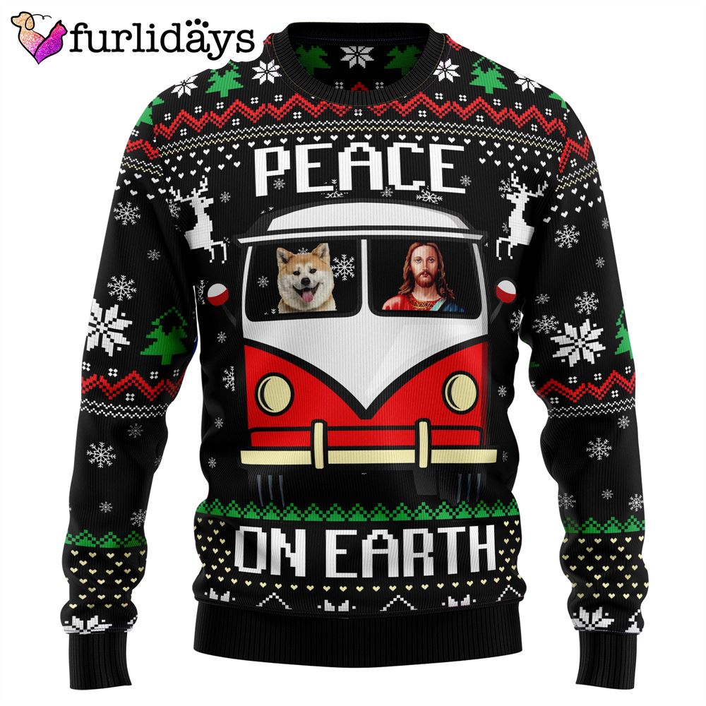 Shiba Inu Peace Ugly Christmas Sweater Gift For Dog Lovers Christmas Outfits Gift 1