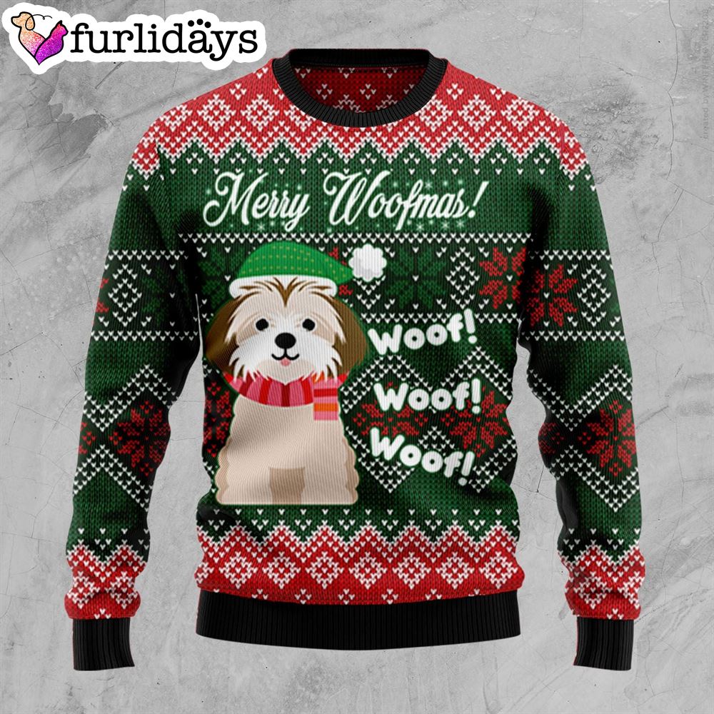 Shih Tzu Woofmas Ugly Christmas Sweater Dog Memorial Gift Unisex Crewneck Sweater 1 Shih Tzu Woofmas Ugly Christmas Sweater Dog Memorial Gift Unisex Crewneck Sweater 1