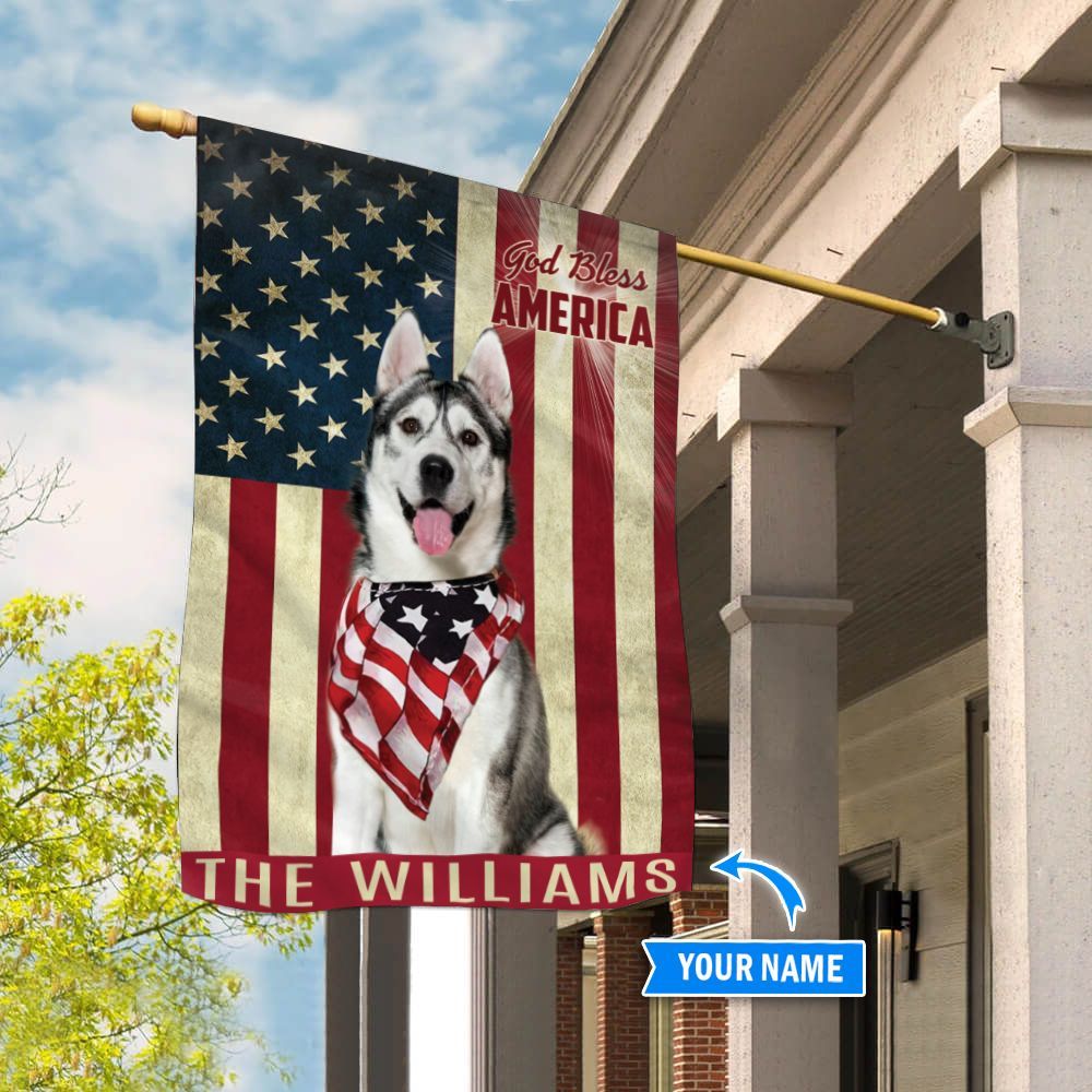 Siberian Husky God Bless America Personalized Flag Custom Dog Flags Dog Lovers Gifts for Him or Her 3 Siberian Husky God Bless America Personalized Flag Custom Dog Flags Dog Lovers Gifts for Him or Her 3