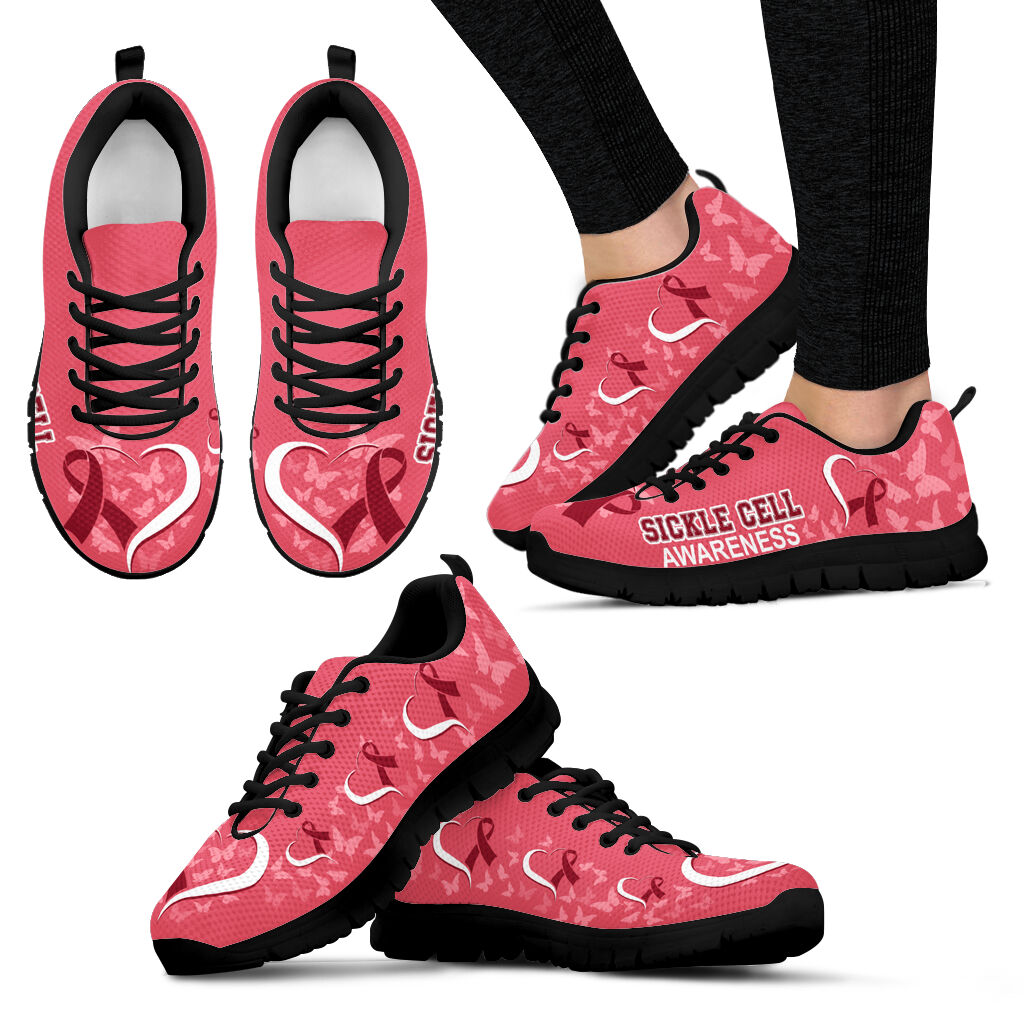 Sickle Cell Awareness Shoes Heart Ribbon Sneaker Walking Shoes Best Gift For Men And Women 1