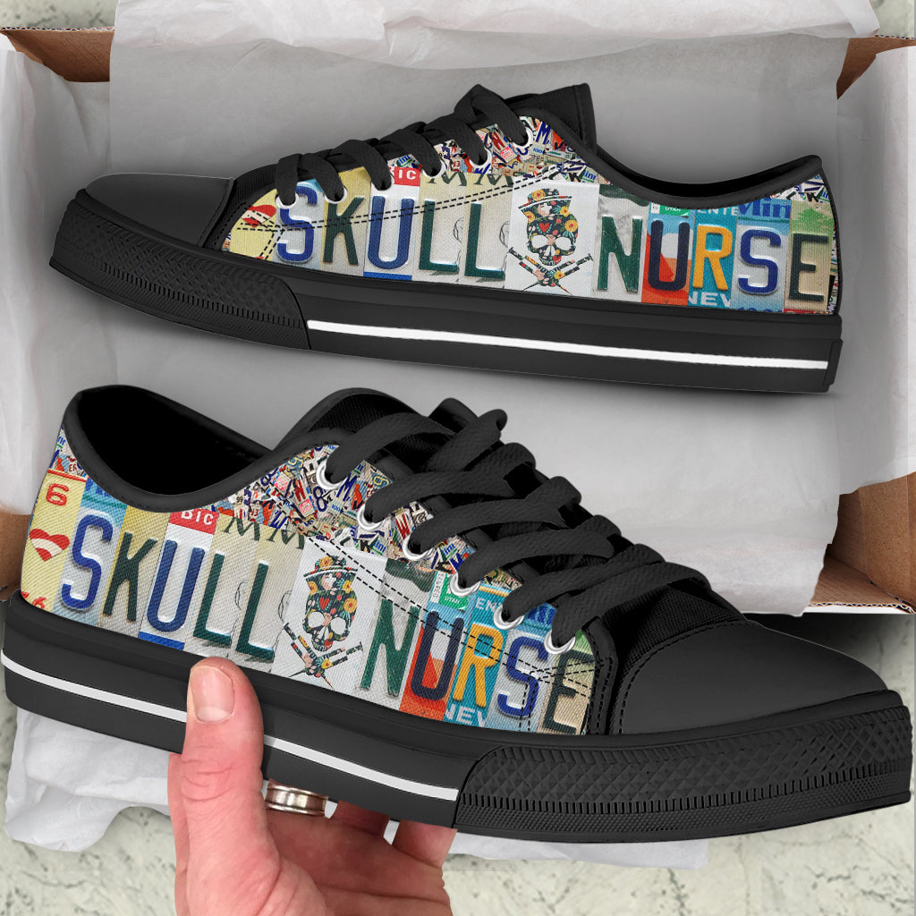 Skull Nurse Low Top Shoes Canvas Print Fashionable Low Top Casual Shoes Gift For Adults Sneaker For Walking 2