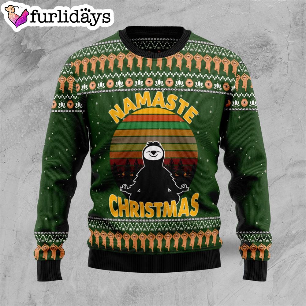Sloth Namaste Ugly Christmas Sweater Crewneck Sweater Christmas Outfits Gift 1 Sloth Namaste Ugly Christmas Sweater Crewneck Sweater Christmas Outfits Gift 1