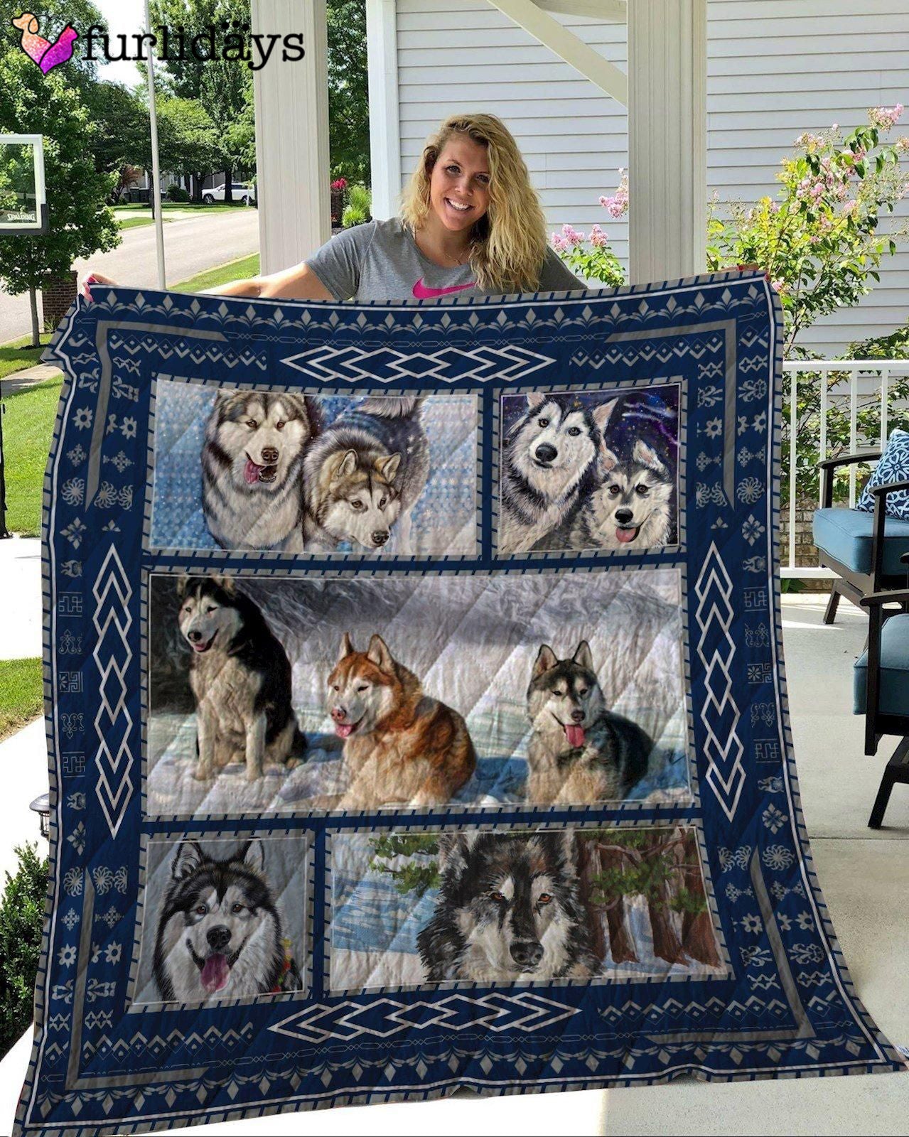Snowy Alaskan Malamute Quilt Blanket Gifts For Birthday Christmas Thanksgiving Snowy Alaskan Malamute Quilt Blanket Gifts For Birthday Christmas Thanksgiving