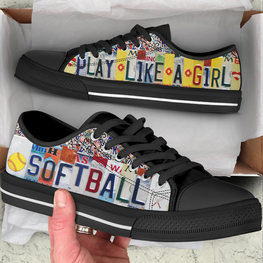 Softball Play Like A Girl License Plates Low Top Shoes Canvas Print Lowtop Trendy Fashion Casual Shoes Gift For Adults 2 Softball Play Like A Girl License Plates Low Top Shoes Canvas Print Lowtop Trendy Fashion Casual Shoes Gift For Adults 2