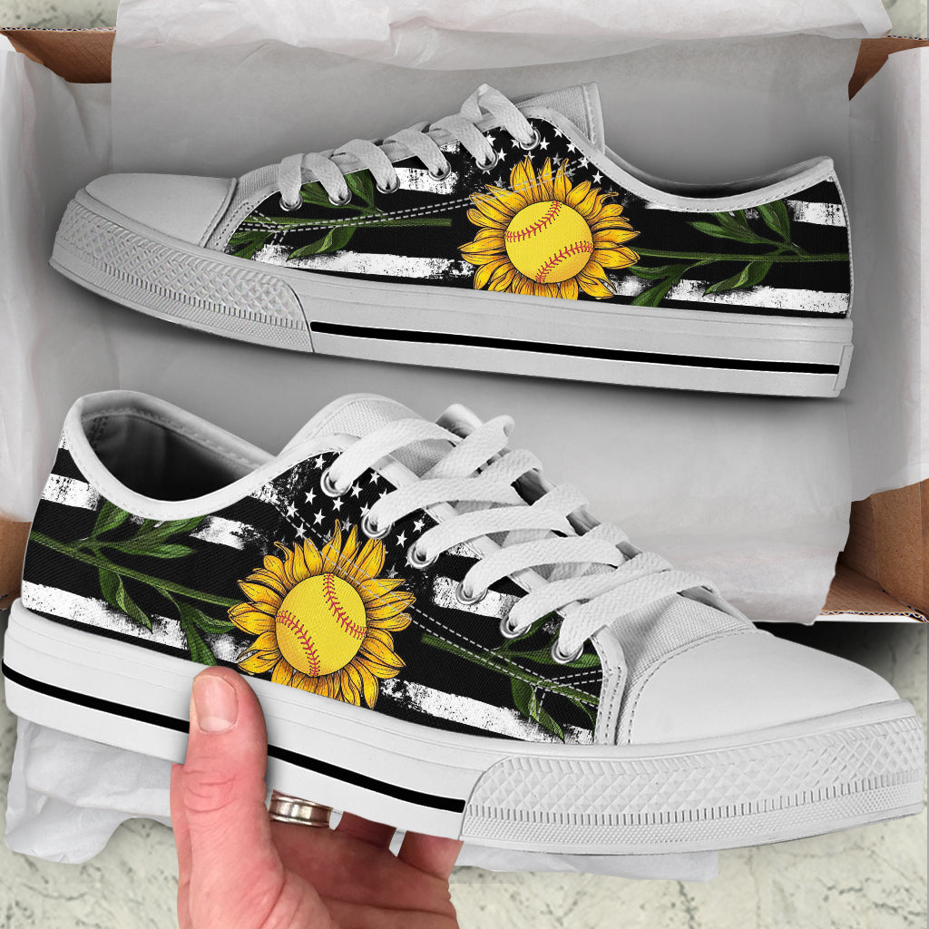 Softball Usa Flag Sunflower Low Top Shoes Fashionable Casual Shoes Gift For Adults 1 Softball Usa Flag Sunflower Low Top Shoes Fashionable Casual Shoes Gift For Adults 1