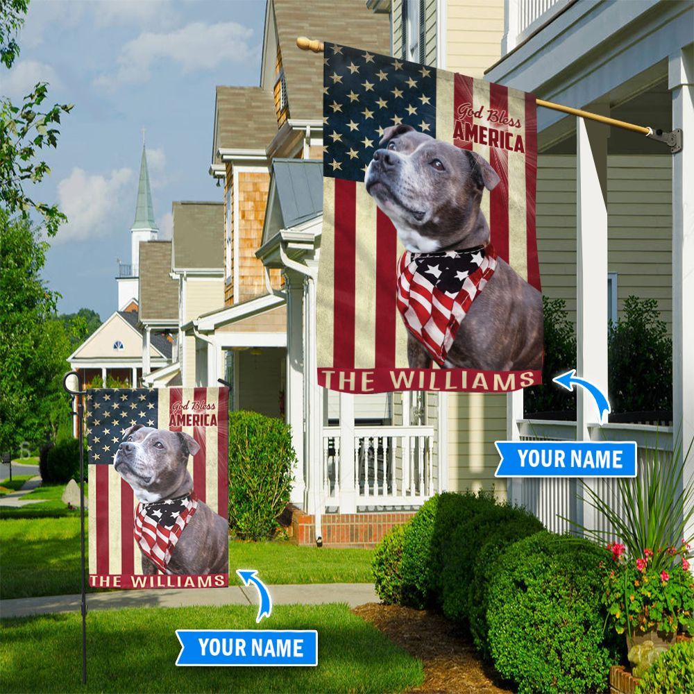 Staffordshire Bull Terrier God Bless America Personalized Flag Custom Dog Flags Dog Lovers Gifts for Him or Her 1 Staffordshire Bull Terrier God Bless America Personalized Flag Custom Dog Flags Dog Lovers Gifts for Him or Her 1