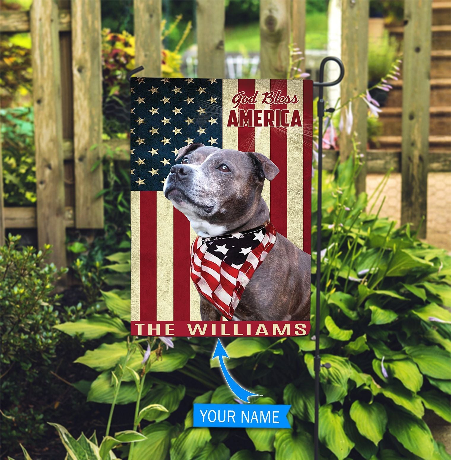 Staffordshire Bull Terrier God Bless America Personalized Flag Custom Dog Flags Dog Lovers Gifts for Him or Her 2 Staffordshire Bull Terrier God Bless America Personalized Flag Custom Dog Flags Dog Lovers Gifts for Him or Her 2