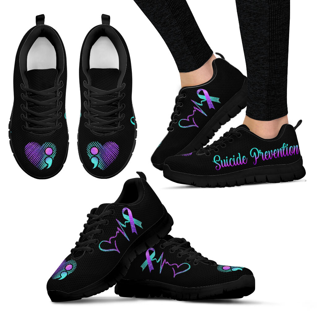 Suicide Prevention Shoes Heartbeat Art Sneaker Walking Shoes Best Gift For Men And Women 1
