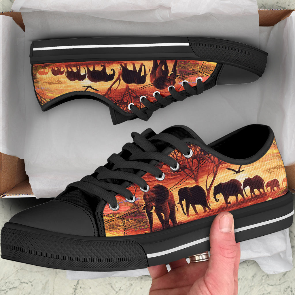 Sunset Elephants Painting Low Top Shoes Casual Shoes Gift For Adults Sneaker For Walking 2 Sunset Elephants Painting Low Top Shoes Casual Shoes Gift For Adults Sneaker For Walking 2
