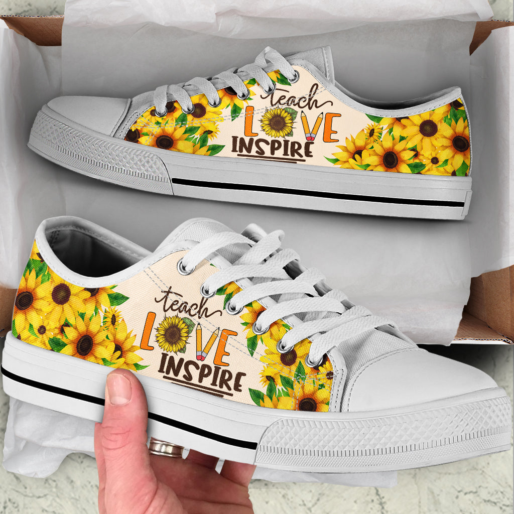 Teach Love Inspire Sunflower Low Top Shoes Best Gift For Teacher School Shoes Best Shoes For Him Or Her 1 Teach Love Inspire Sunflower Low Top Shoes Best Gift For Teacher School Shoes Best Shoes For Him Or Her 1