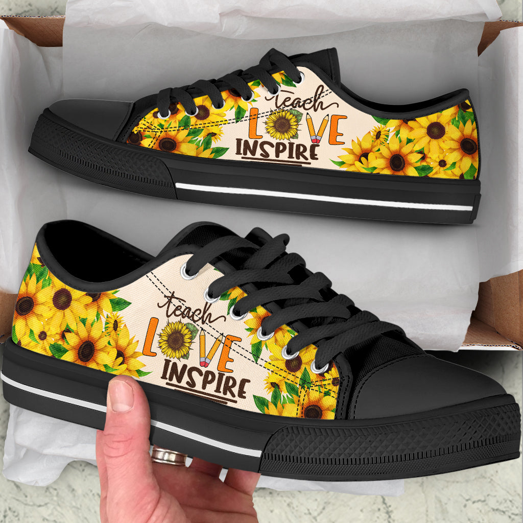 Teach Love Inspire Sunflower Low Top Shoes Best Gift For Teacher School Shoes Best Shoes For Him Or Her 2 Teach Love Inspire Sunflower Low Top Shoes Best Gift For Teacher School Shoes Best Shoes For Him Or Her 2