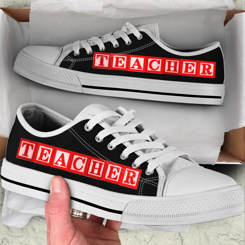 Teacher Alphabet Wooden Black Low Top Shoes Best Gift For Teacher School Shoes Best Shoes For Him Or Her 1