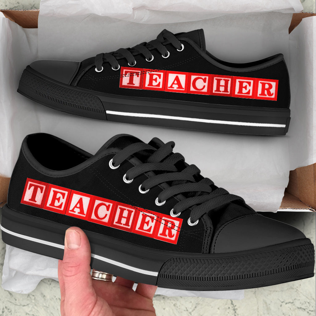 Teacher Alphabet Wooden Black Low Top Shoes Best Gift For Teacher School Shoes Best Shoes For Him Or Her 2