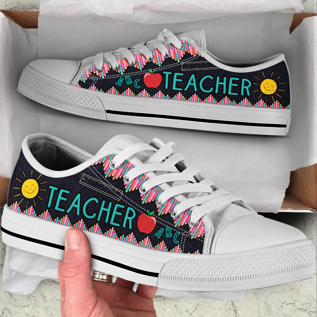 Teacher Crayon Zig Zag Black Low Top Shoes Best Gift For Teacher School Shoes Best Shoes For Him Or Her 1