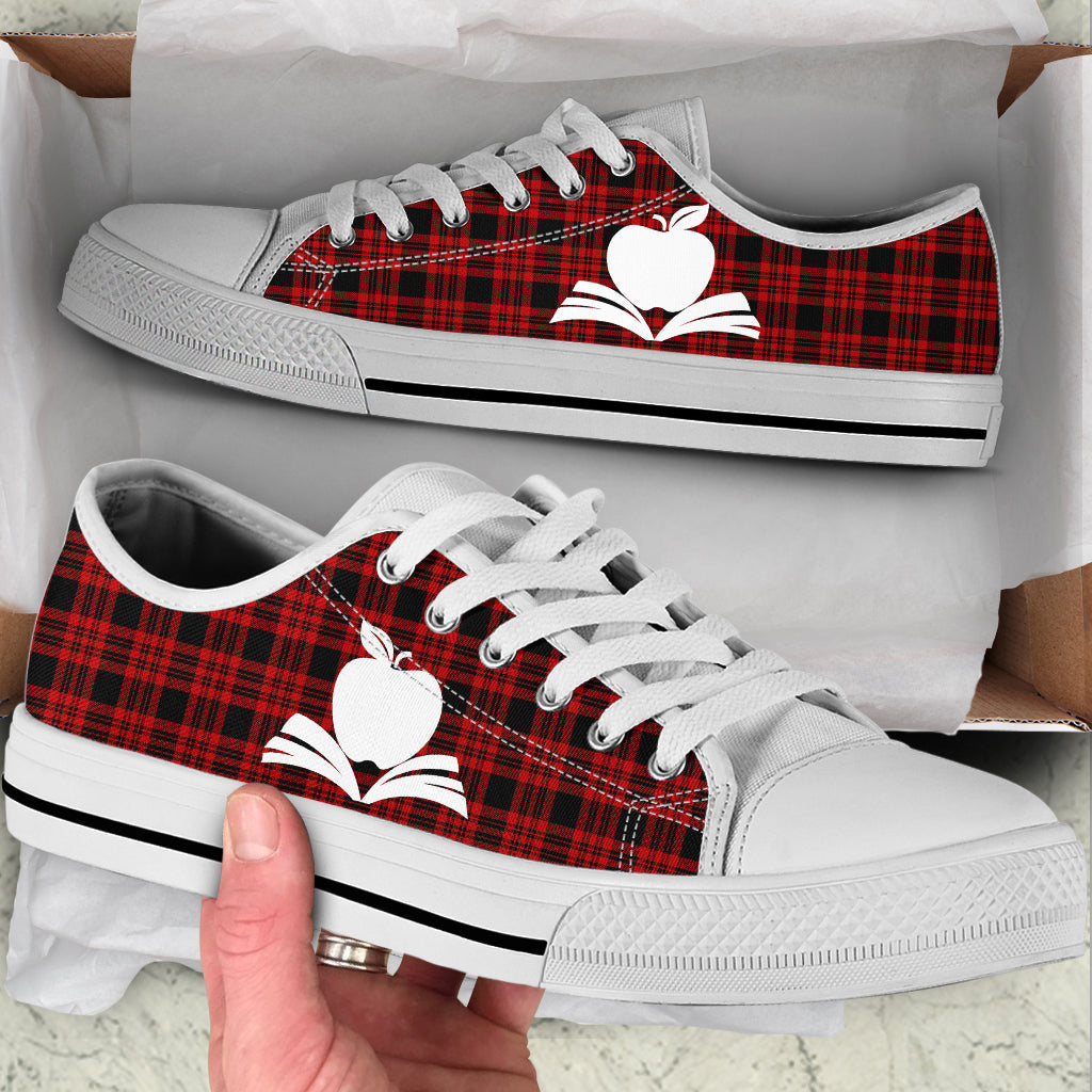 Teacher Shoes Plaid Christmas Low Top Shoes Best Gift For Teacher Christmas Best Shoes For Him Or Her 1