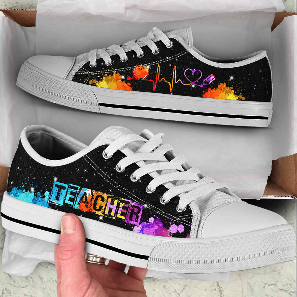 Teacher Watercolor Heartbeat Low Top Shoes Best Gift For Teacher School Shoes Best Shoes For Him Or Her 1 Teacher Watercolor Heartbeat Low Top Shoes Best Gift For Teacher School Shoes Best Shoes For Him Or Her 1