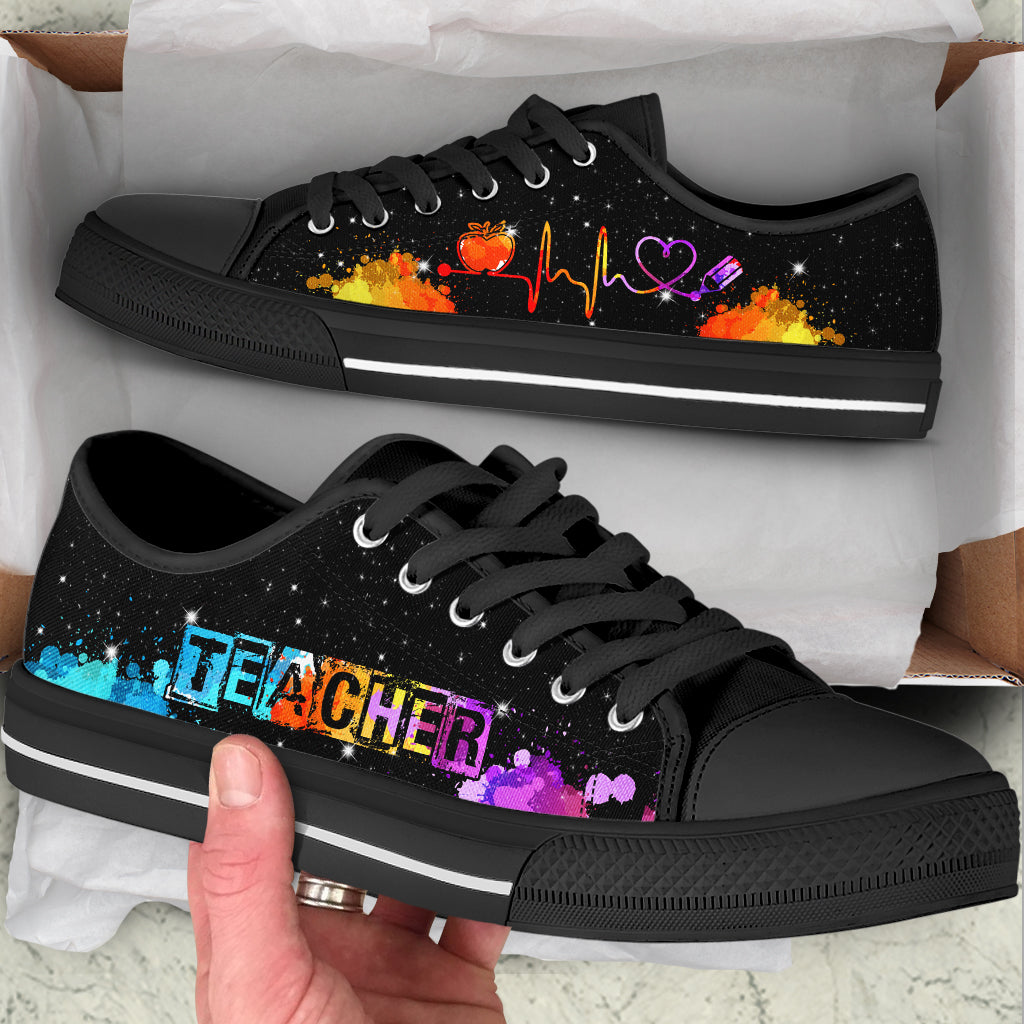 Teacher Watercolor Heartbeat Low Top Shoes Best Gift For Teacher School Shoes Best Shoes For Him Or Her 2 Teacher Watercolor Heartbeat Low Top Shoes Best Gift For Teacher School Shoes Best Shoes For Him Or Her 2