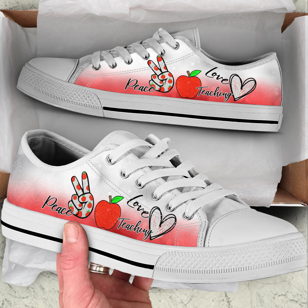 Teaching Peace Love Low Top Shoes Best Gift For Teacher School Shoes Best Shoes For Him Or Her 1 Teaching Peace Love Low Top Shoes Best Gift For Teacher School Shoes Best Shoes For Him Or Her 1