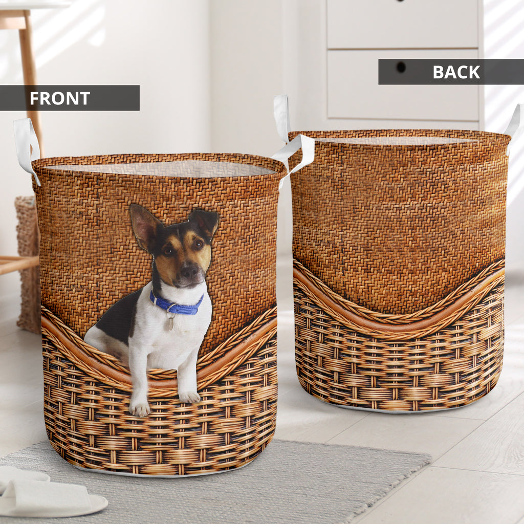 Toy Fox Terrier Rattan Texture Laundry Basket Christmas Gift Storage Basket Dog Memorial Gift 1