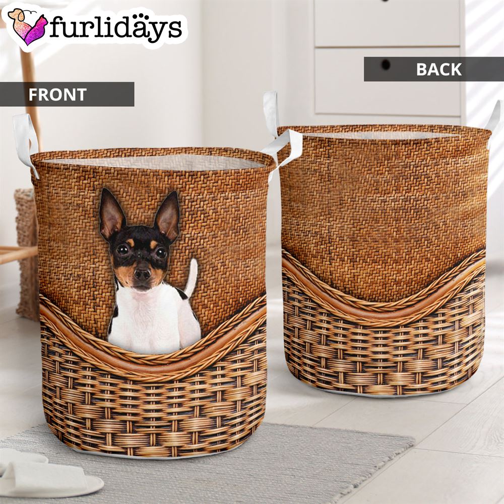 Toy Fox Terrier Rattan Texture Laundry Basket Laundry Hamper Dog Lovers Gifts for Him or Her 1 Toy Fox Terrier Rattan Texture Laundry Basket Laundry Hamper Dog Lovers Gifts for Him or Her 1