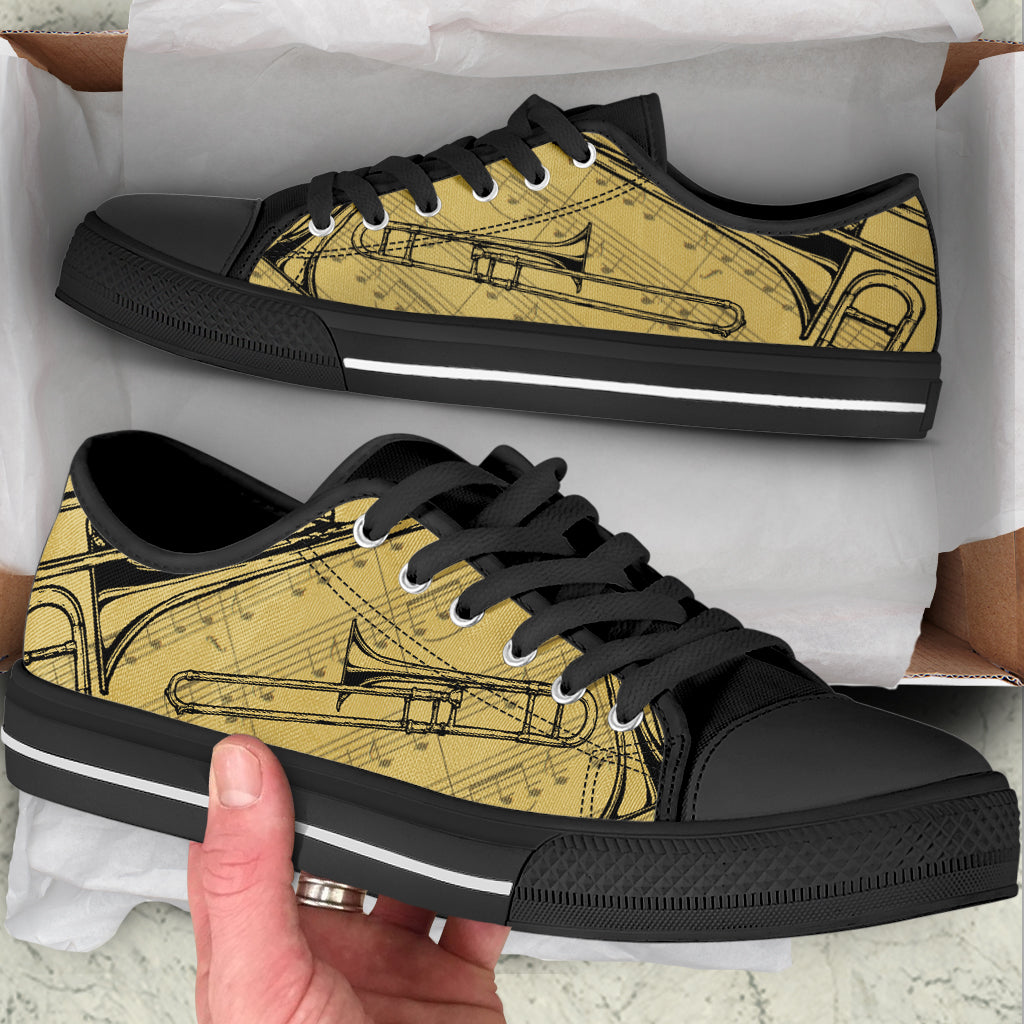 Trombone Vintage Art Low Top Music Shoes Fashionable Low Top Casual Shoes Gift For Adults Sneaker For Walking 2
