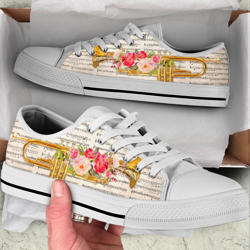 Trumpet Music Flower Low Top Music Shoes Fashionable Low Top Casual Shoes Gift For Adults 1 Trumpet Music Flower Low Top Music Shoes Fashionable Low Top Casual Shoes Gift For Adults 1