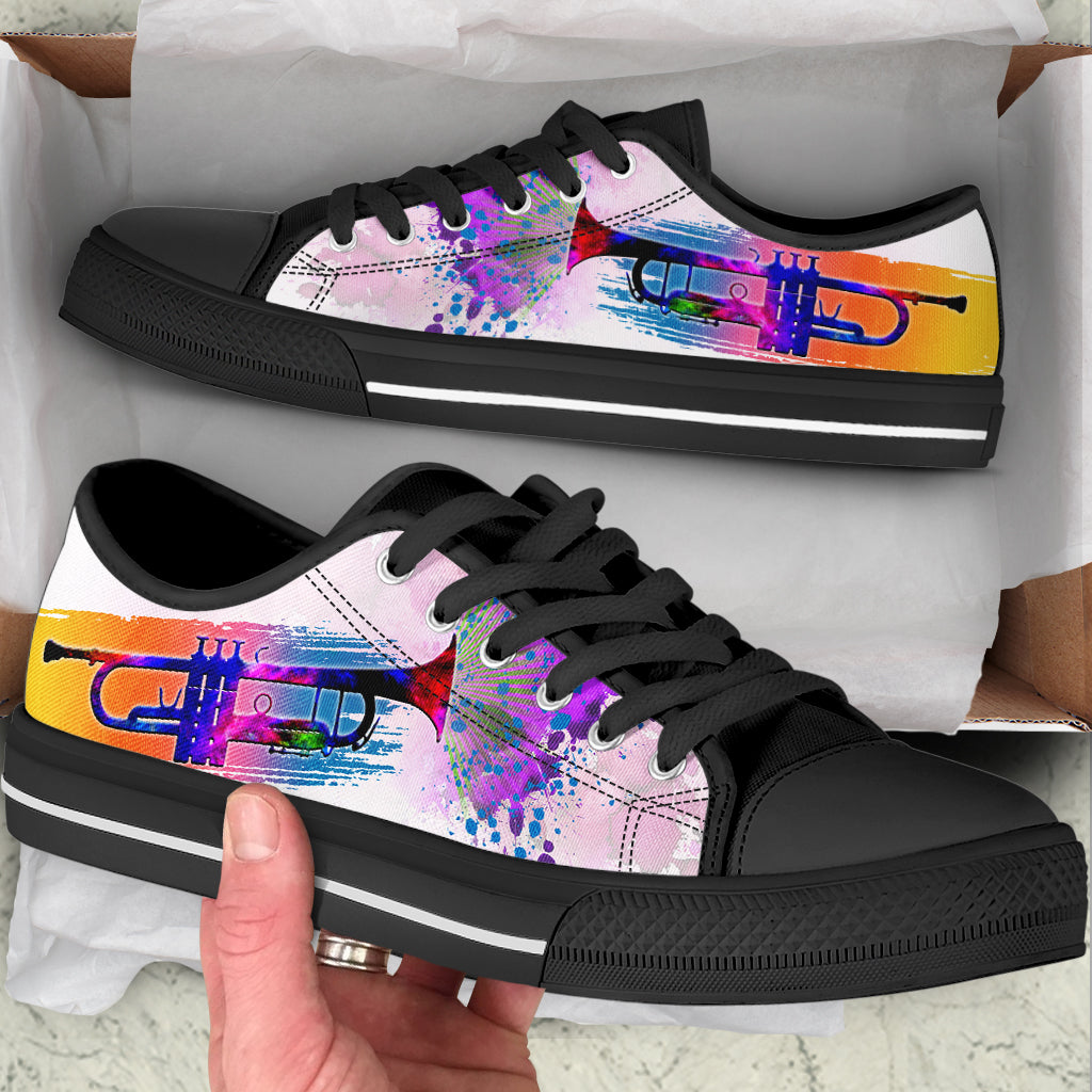 Trumpet Splash Watercolor Low Top Music Shoes Fashionable Low Top Casual Shoes Gift For Adults 2