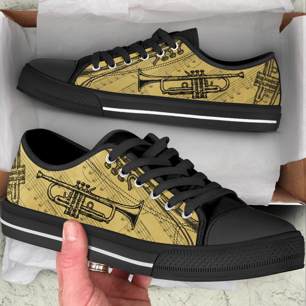 Trumpet Vintage Art Low Top Music Shoes Fashionable Low Top Casual Shoes Gift For Adults 2